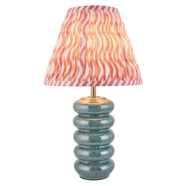 Lampa stołowa Endon 116487 Squash & Ripple 25cm Table, Ocean spray glaze & coral pink fabric