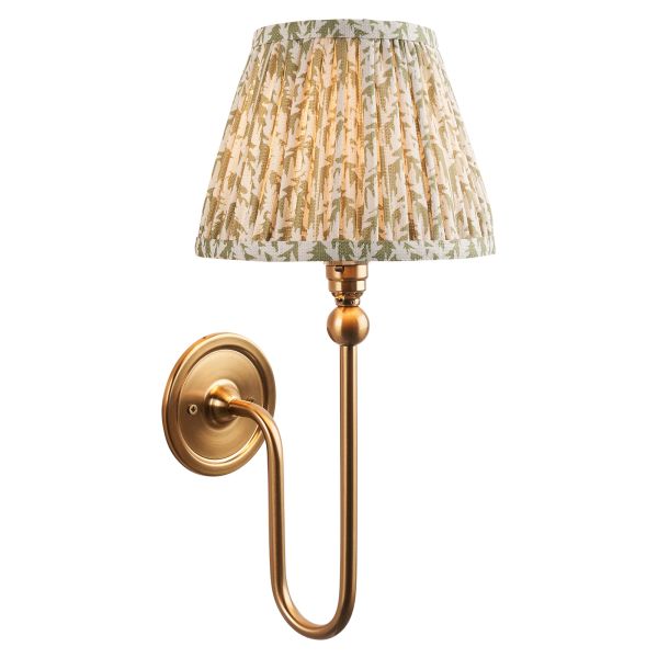 Бра Endon 116821 Santiago & Leaf 20cm Wall, Brushed aged brass plate & herb garden green fabric