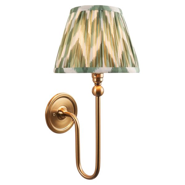 Kinkiet Endon 116826 Santiago & Zigzag 20cm Wall, Brushed aged brass plate & cotswold green fabric