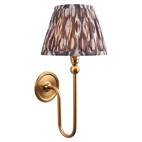 Kinkiet Endon 116829 Santiago & Ikat 20cm Wall, Brushed aged brass plate & pearl grey fabric