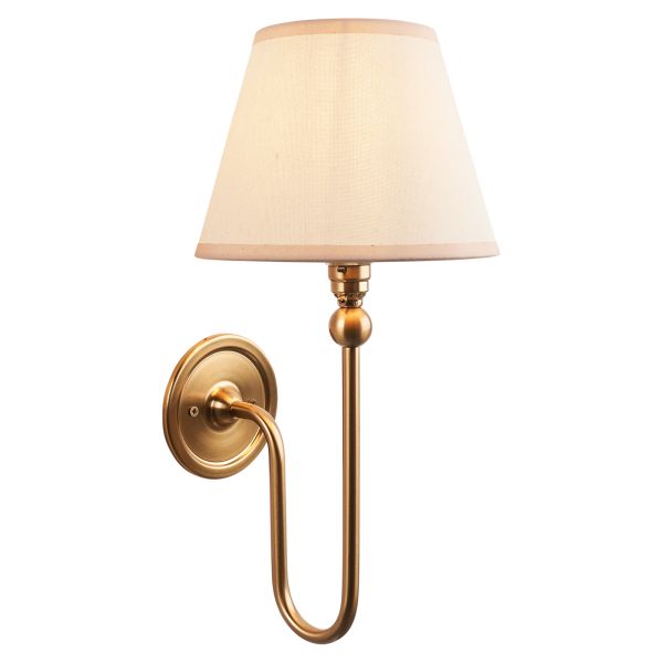 Бра Endon 116831 Santiago & Ivy 20cm Wall, Brushed aged brass plate & vintage white fabric