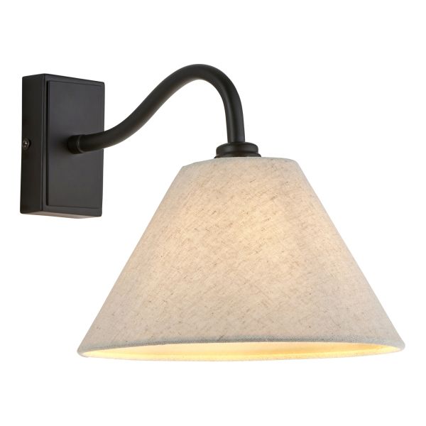 Kinkiet Endon 116910 Knole Wall, Matt black & natural faux linen