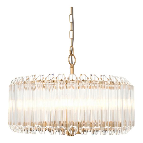 Żyrandol Endon 117515 Valentina 5lt Pendant, Brushed aged brass plate & clear glass