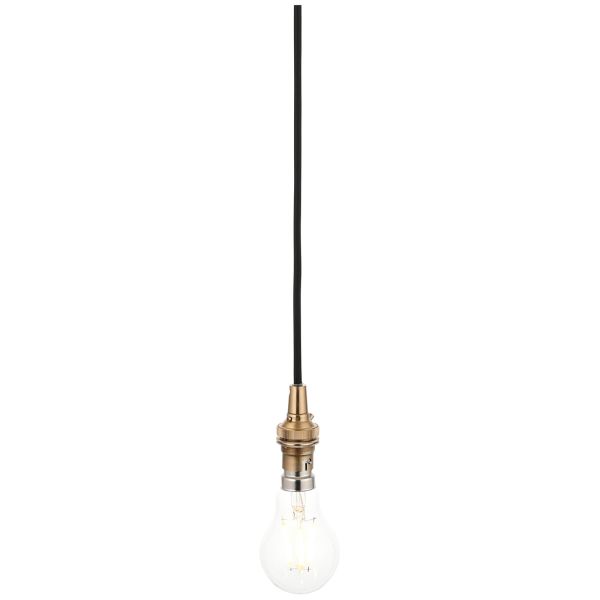 Підвісний світильник Endon 117662 Eltham Cable Set, Brushed aged brass plate & black braided flex