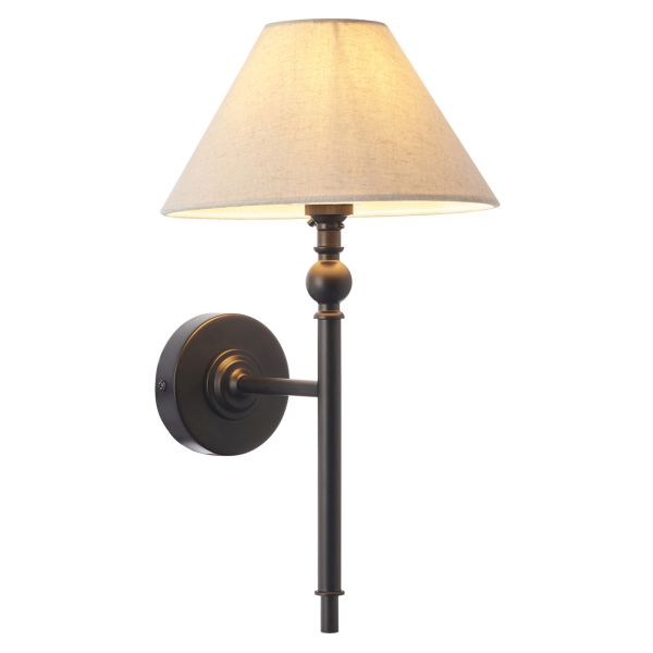Бра Endon 117826 Lille Wall, Matt black & natural faux linen