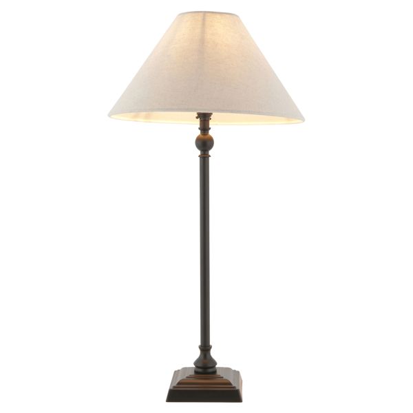 Lampa stołowa Endon 117828 Lille Table 31cm Shade, Matt black & natural faux linen