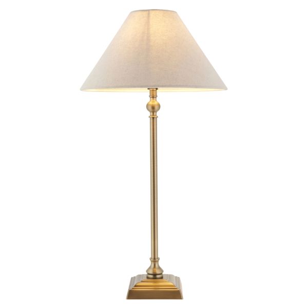 Lampa stołowa Endon 117829 Lille Table 31cm Shade, Antique brass plate & natural faux linen