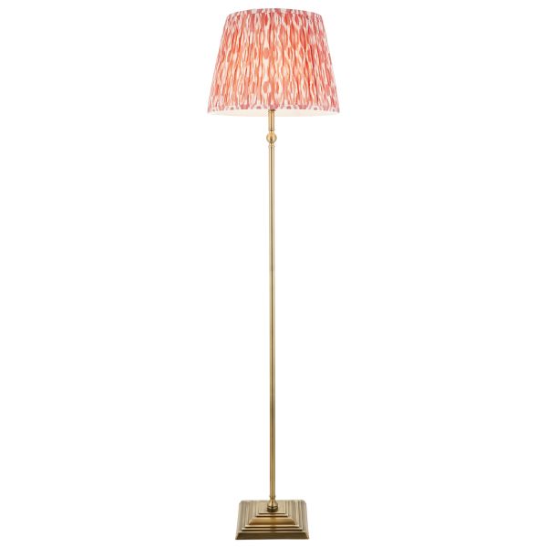 Lampa podłogowa Endon 118001 Lille & Ikat 40cm Floor, Antique brass plate & coral pink fabric