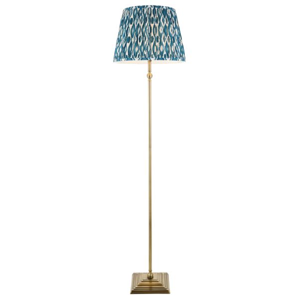 Торшер Endon 118007 Lille & Ikat 40cm Floor, Antique brass plate & marlin blue fabric