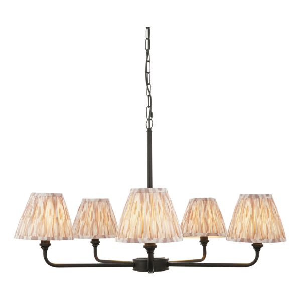 Люстра Endon 118039 Lille & Ikat 16cm 5lt Pendant, Matt black & neutral print fabric