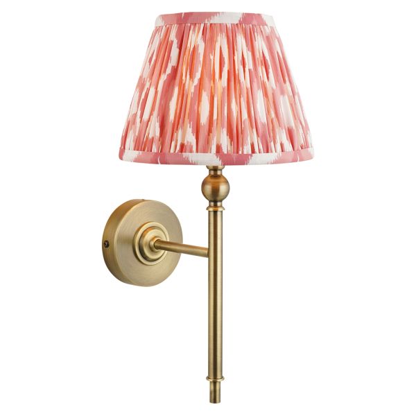 Kinkiet Endon 118109 Lille & Ikat 20cm Wall, Antique brass plate & coral pink fabric