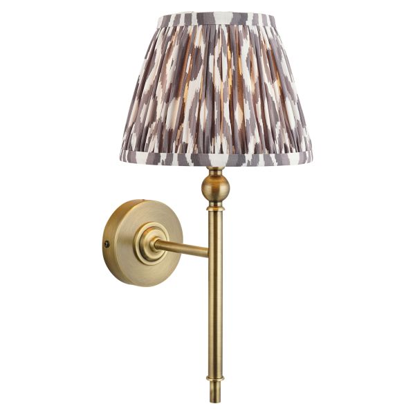 Kinkiet Endon 118117 Lille & Ikat 20cm Wall, Antique brass plate & pearl grey fabric