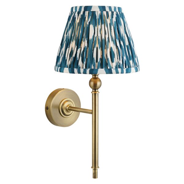 Kinkiet Endon 118118 Lille & Ikat 20cm Wall, Antique brass plate & marlin blue fabric