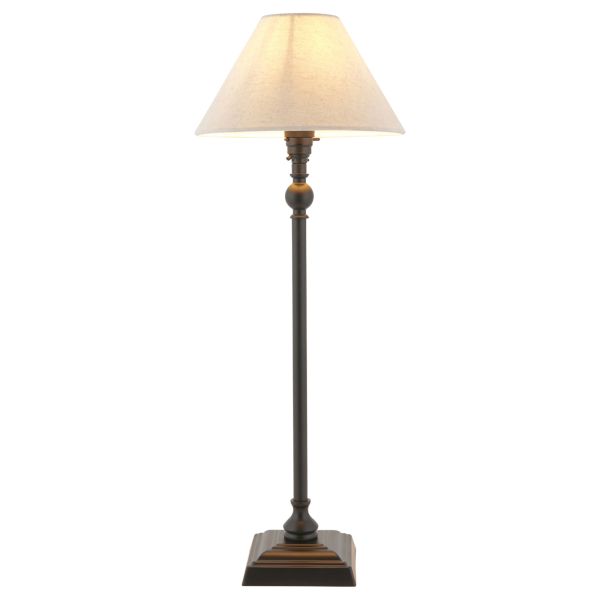 Lampa stołowa Endon 118121 Lille Table 22cm Shade, Matt black & natural linen