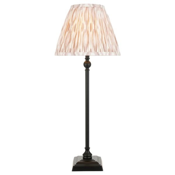 Lampa stołowa Endon 118135 Lille & Ikat 25cm Table, Matt black & neutral print fabric