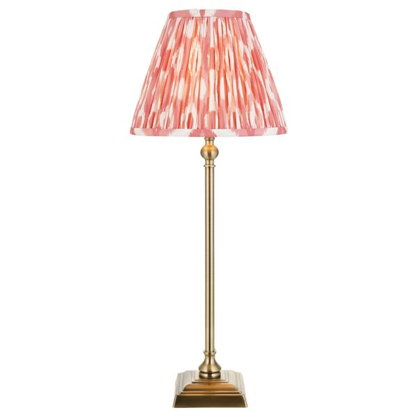Lampa stołowa Endon 118139 Lille & Ikat 25cm Table, Antique brass plate & coral pink fabric