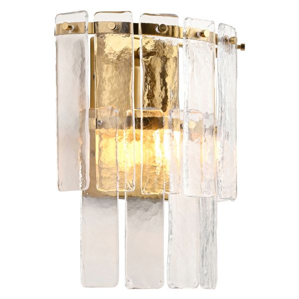 Kinkiet Endon 118470 Karine Wall, Brushed aged brass plate & clear handmade textured glass