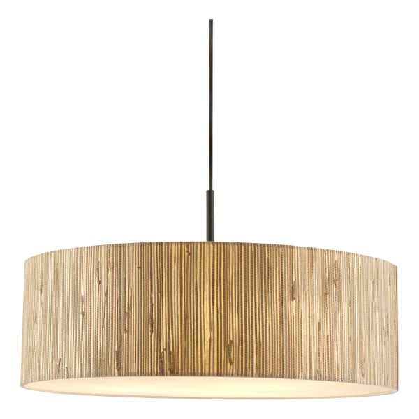 Підвісний світильник Endon 118672 Longshore 3lt Pendant, Natural seagrass, matt black & white fabric