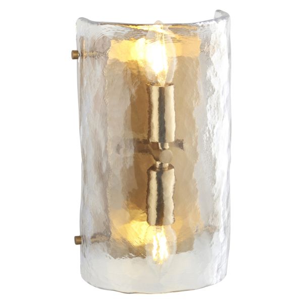 Kinkiet Endon 118673 Keller 2lt Wall, Brushed aged brass plate & handmade textured clear glass
