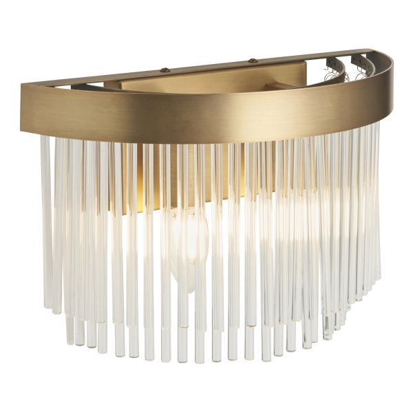 Бра Endon 119125 Clermont 2lt Wall, Warm antique brass plate & clear glass