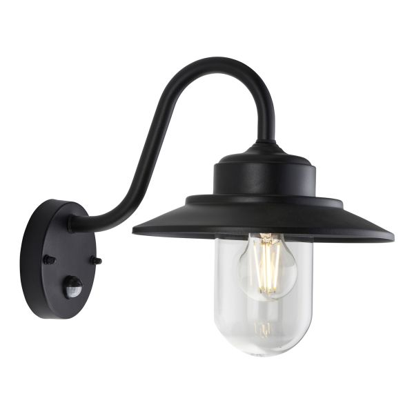 Kinkiet Endon 120556 Thornton PIR Wall, Matt black & clear glass