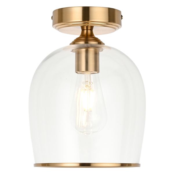 Люстра Endon 120622 Ashcroft Flush, Brushed aged brass plate & clear glass