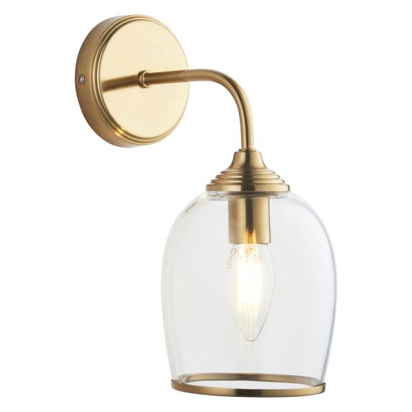 Kinkiet Endon 120626 Ashcroft Wall, Brushed aged brass plate & clear glass