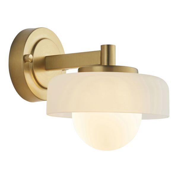 Kinkiet Endon 120630 Boss Wall, Brushed aged brass plate with frosted & opal glass