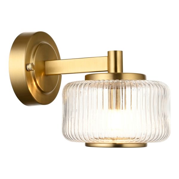 Бра Endon 120633 Stamford Wall, Brushed aged brass plate & clear ribbed glass