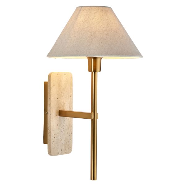 Бра Endon 120637 Faro Wall, Natural Travertine & vintage brass with natural linen