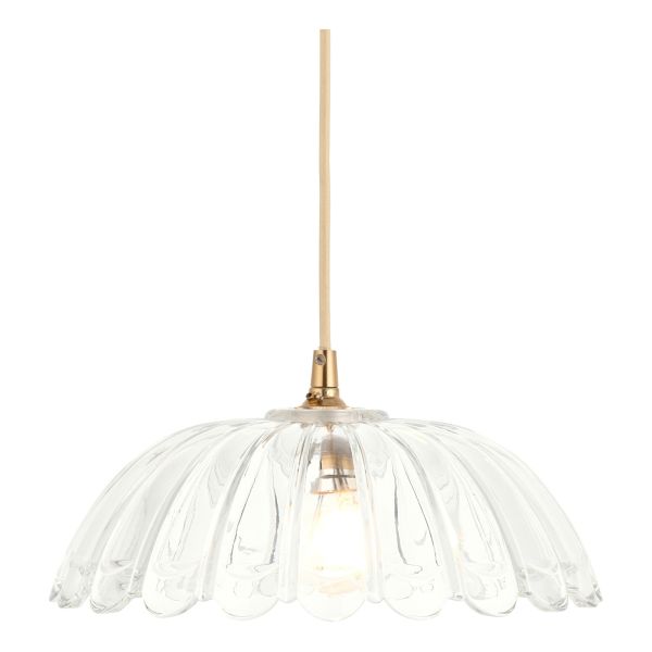 Підвісний світильник Endon 121003 Eltham & Carnation Pendant, Clear glass & brushed aged brass with natural braided cable
