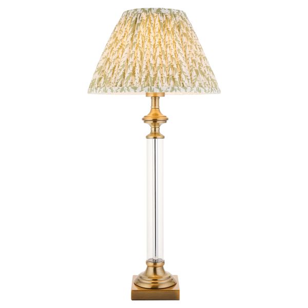 Lampa stołowa Endon 122515 Avebury & Leaf 30cm Table, Antique brass plate & herb garden green fabric