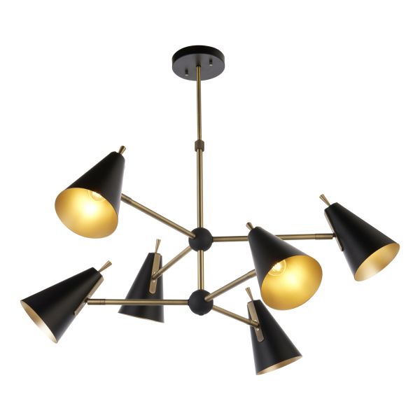 Люстра Endon 96702 Everett 6lt Pendant, Matt antique brass plate & matt black