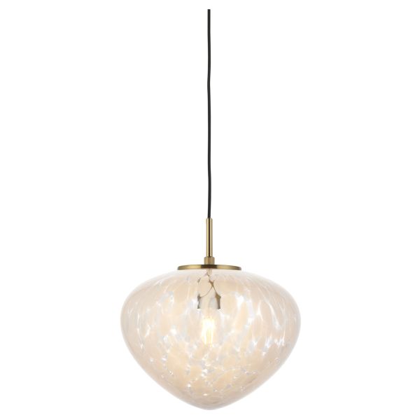 Підвісний світильник Endon 98815 Mali Pendant, Satin brass plate & white confetti glass