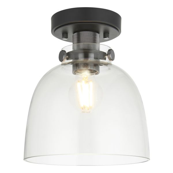 Люстра Endon 99106 Urban Flush, Smokey grey tinted glass & black chrome plate