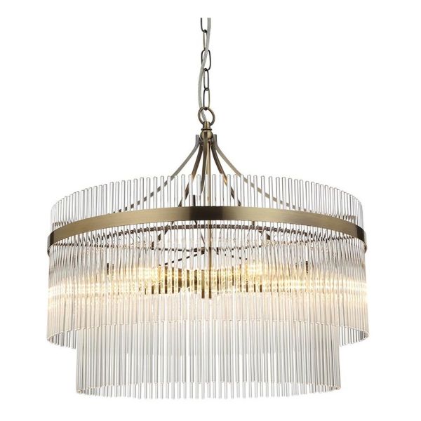 Люстра Endon 99166 Marietta 5lt Pendant, Antique brass plate & clear glass