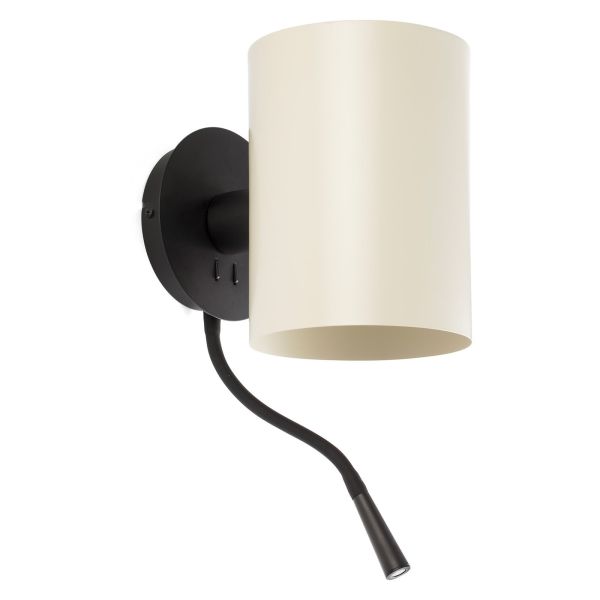 Kinkiet Faro 20032-80 Guadalupe Black/beige wall lamp with reader