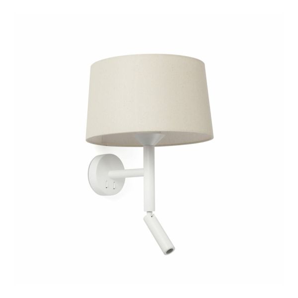 Бра Faro 20224-150 Windsor Wall Lamp Con Lector White Scr. Linen 1xE2