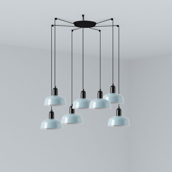 Żyrandol Faro 20340-142-7L Tatawin Pendant Lamp  Scr. Metal S Blue Grayish 7xE