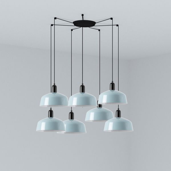 Żyrandol Faro 20340-147-7L Tatawin Pendant Lamp  Scr. Metal M Blue Grayish 7xE