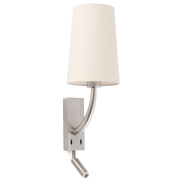 Kinkiet Faro 29682-20 REM Matt nickel/beige wall lamp with reader