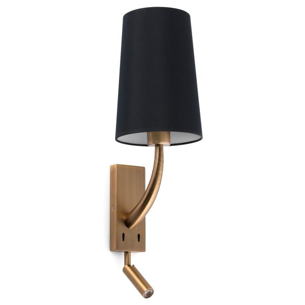 Kinkiet Faro 29683-21 REM Old gold/black wall lamp with reader