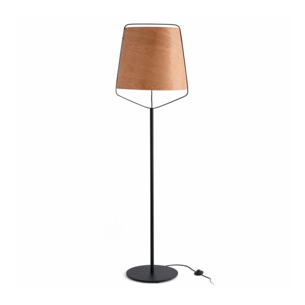 Lampa podłogowa Faro 29847 STOOD Black and wood floor lamp