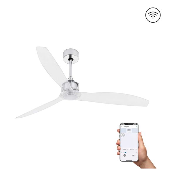 Стельовий вентилятор Faro 33394WW Just Fan M 1280mm Chrome 3 Blades Transparent Wiz