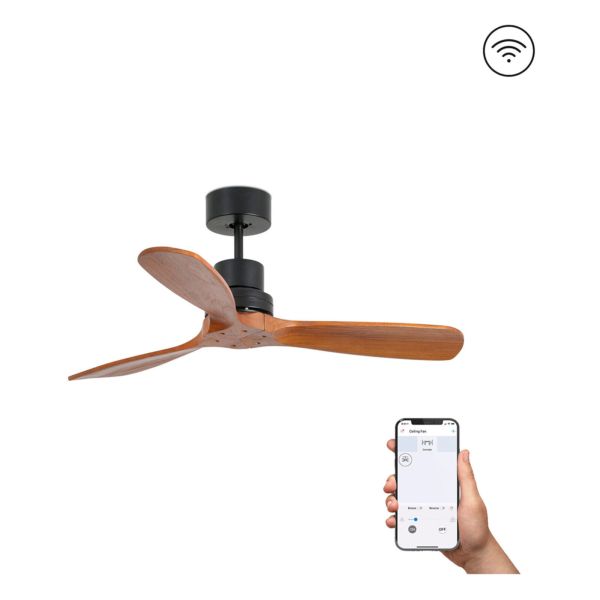 Стельовий вентилятор Faro 33517DCWT Mini Lantau S DC 1070 Black Matt 3P Walnut Tuya