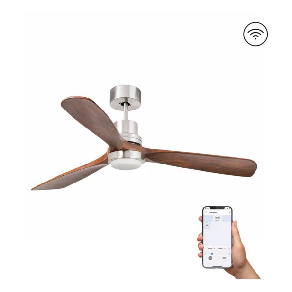 Люстра-вентилятор Faro 33518DCWW Lantau L DC 1320 Niq Mat 3 P Walnut LED 15W Wiz