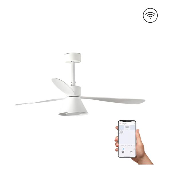 Люстра-вентилятор Faro 33760WT-22 Amelia 1320mm White 3 Blades Cone 20W CCT Tuya