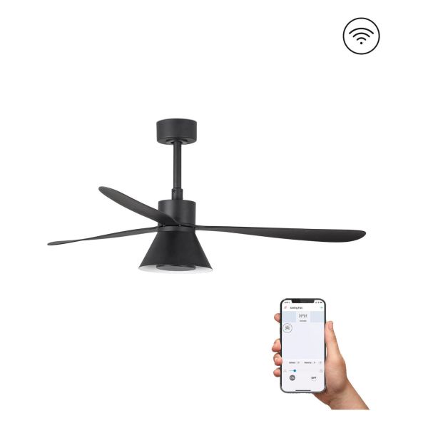 Люстра-вентилятор Faro 33761WP-23 AMELIA L CONE LED Black fan SMART