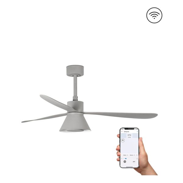 Люстра-вентилятор Faro 33762WT-24 Amelia 1320mm Gray 3 Blades Cone 20W CCT Dim Tuya