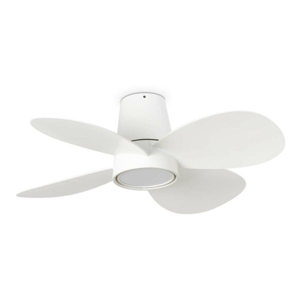 Lampa z wiatrakiem Faro 34315 Klover S 800mm White 4 Blades 18W LED CCT Dim